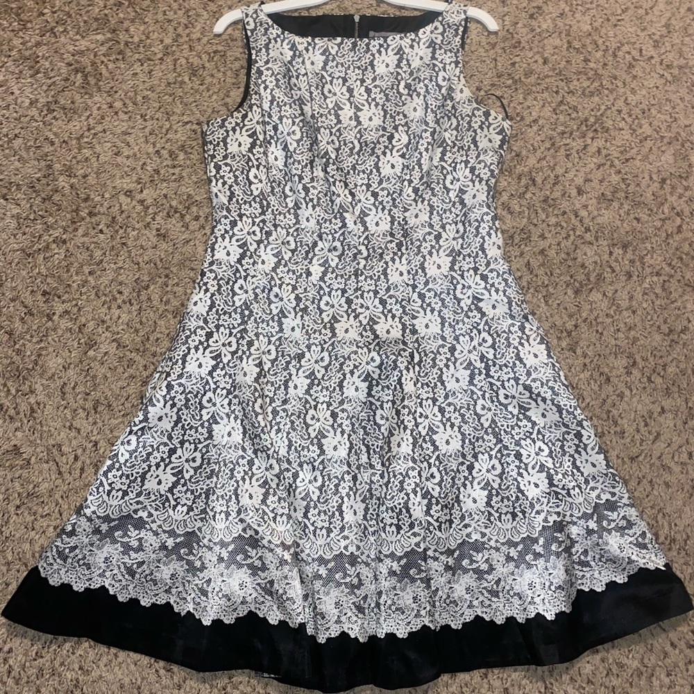 Black and White lace print dress